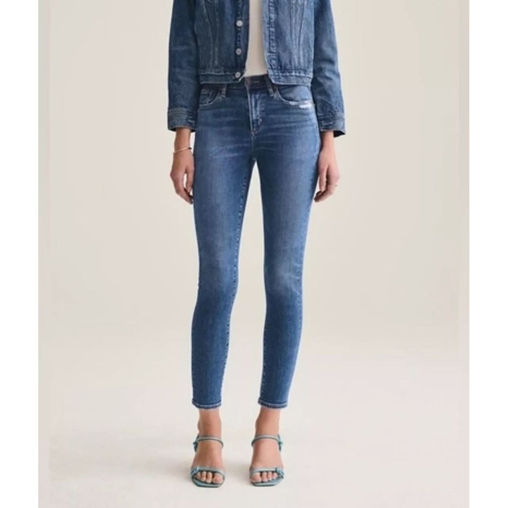 Agolde Sophie High-Rise Skinny Jeans Size 26 Distressed Detail Blue Denim Womens